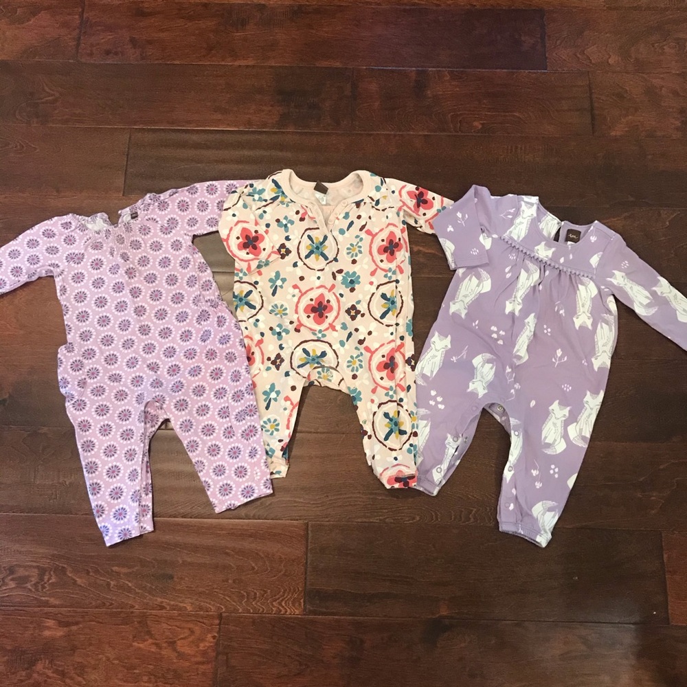 Bundle- 3 Tea Collection Rompers 3-6M